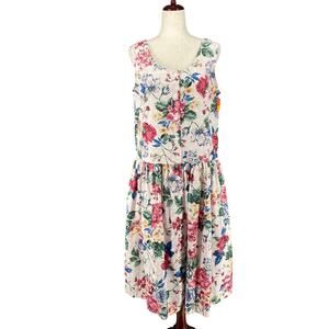 Vtg 80s 90s NOS Brights Creek Cottage Garden Midi Dress Romantic Boho 14? Floral